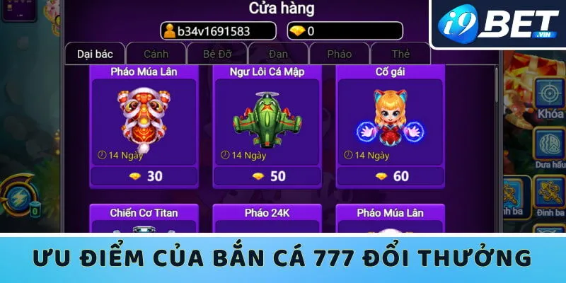 Những ưu điểm của game bắn cá 777 online trên nhà cái I9bet